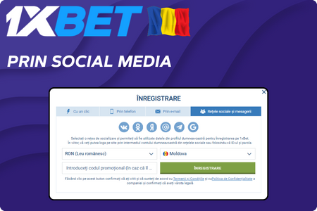 Crearea unui Cont 1xBet prin Rețele Sociale